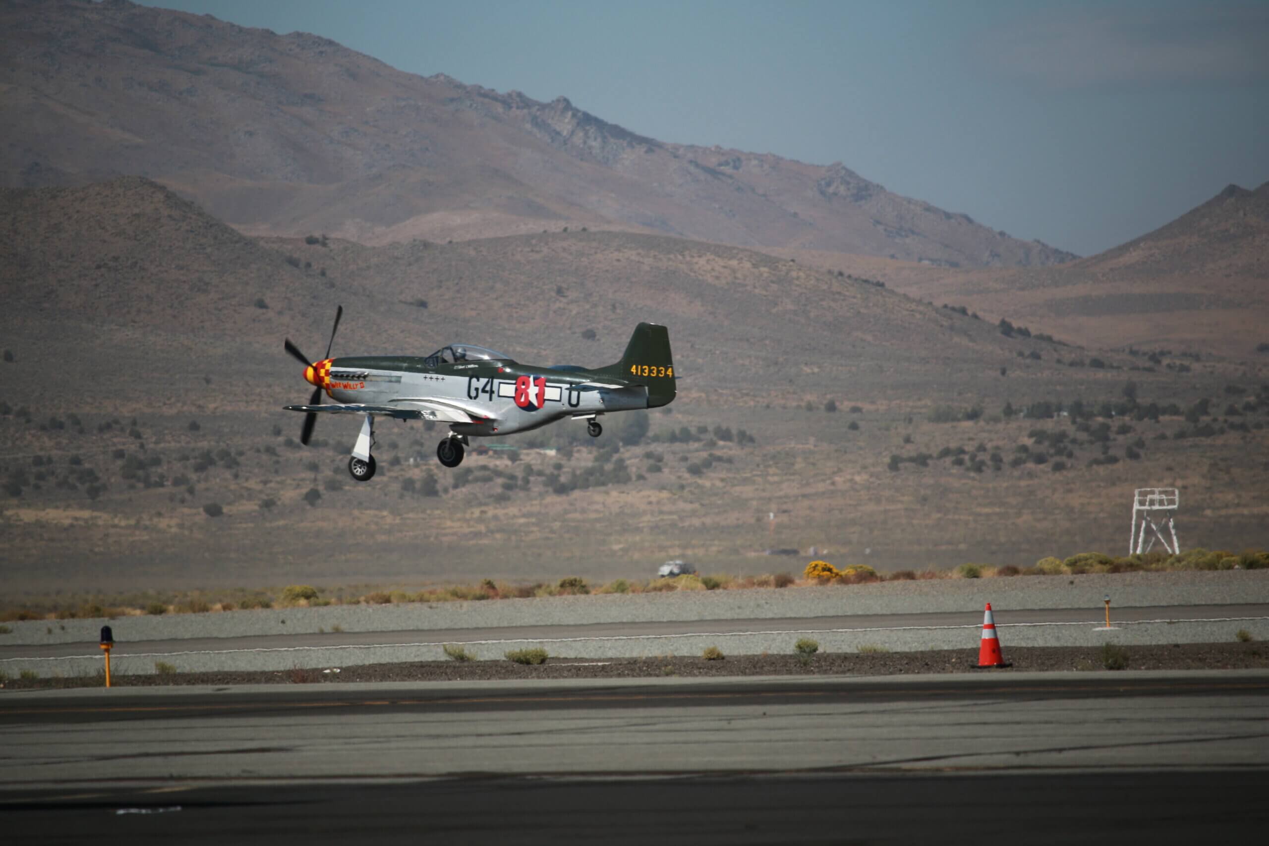 A P-51 Mustang on final approach