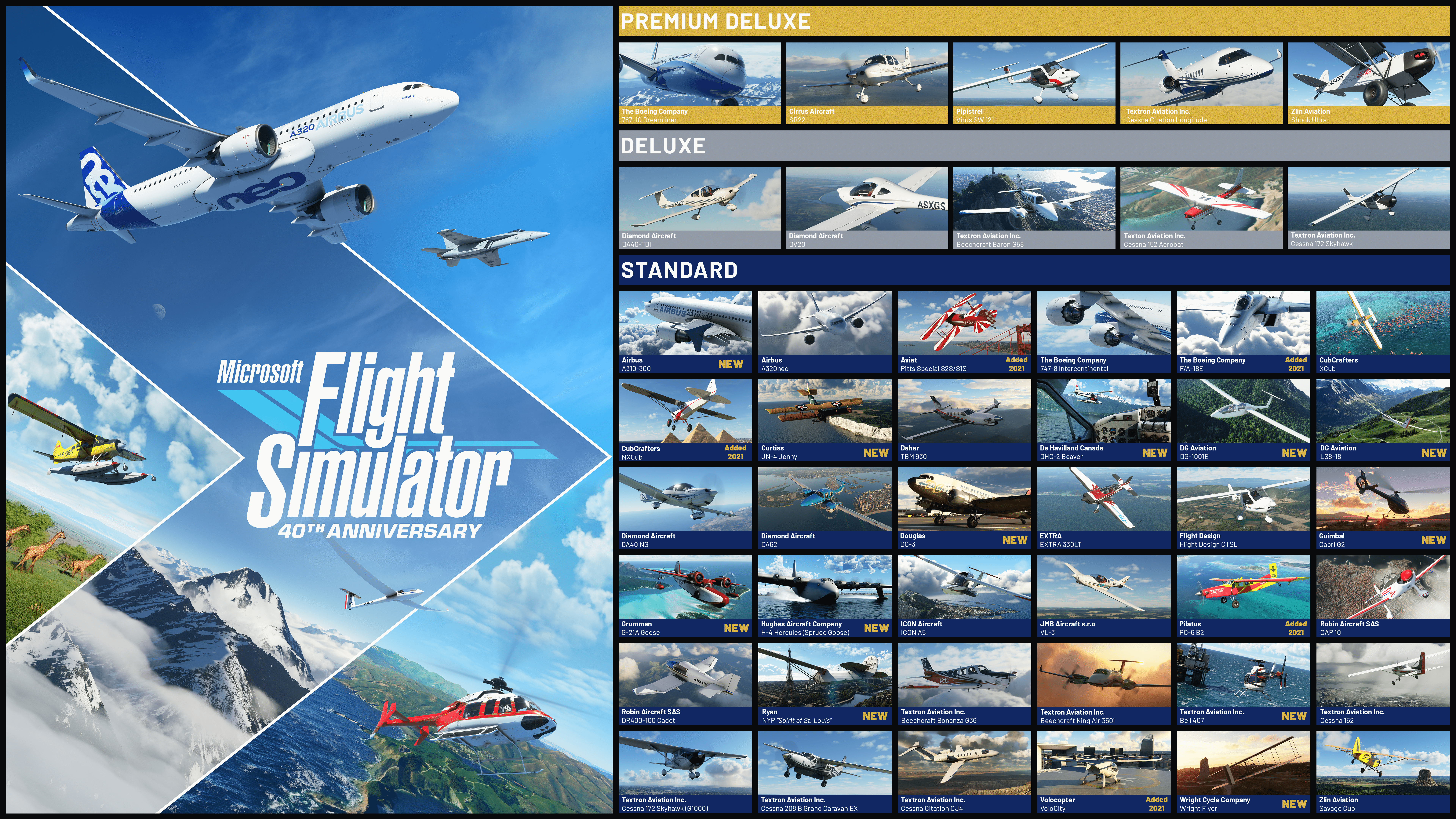 List of all aircraft for each edition of Microsoft Flight Simulator