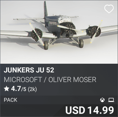 Junkers Ju52 by Microsoft / Oliver Moser, USD 14.99