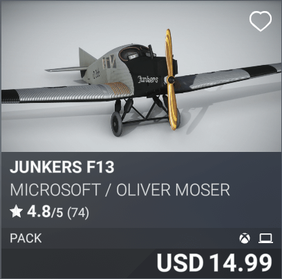 Junkers F13 by Microsoft / Oliver Moser, USD 14.99