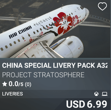 China Special Livery Pack A320 by Project Stratosphere USD 6.99