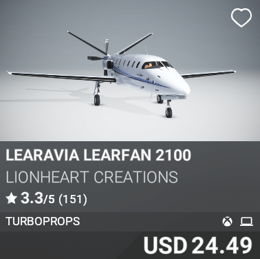 LearAvia LearFan 2100 Lionheart Creations USD 24.49