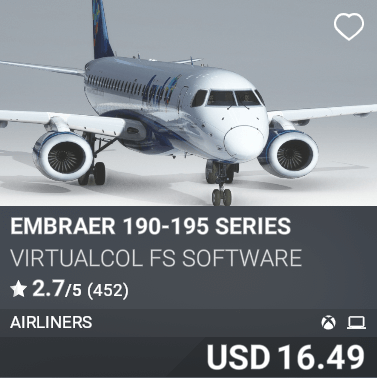 Embraer 190-195 Series by Virtualcol FS Software. USD 16.49