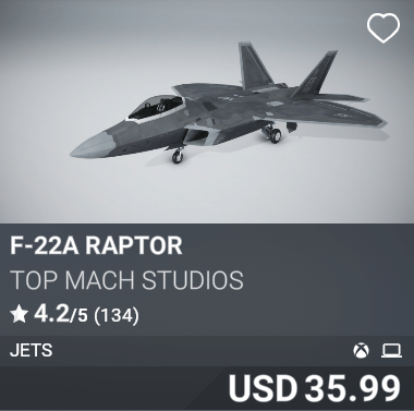 F-22A Raptor by Top Mach Studios. USD 35.99