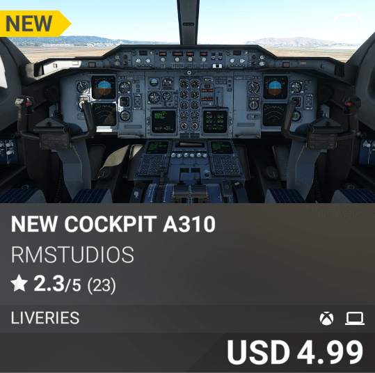 New Cockpit A310 by rmstudios. USD 4.99