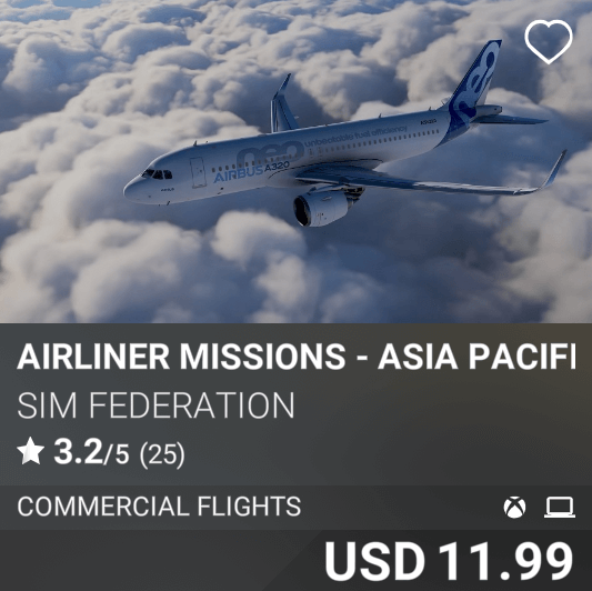 Airliner Missions - Asia-Pacific by Sim Federation. USD 11.99