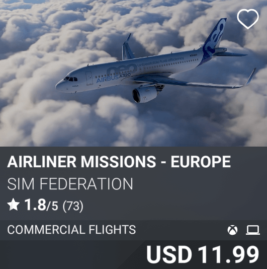 Airliner Missions - Europe by Sim Federation. USD 11.99