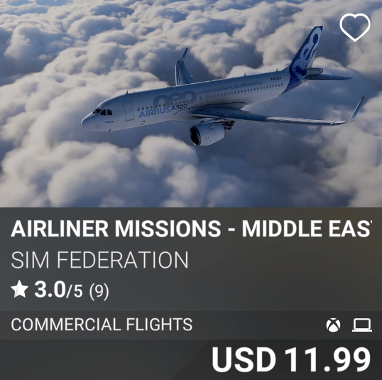 Airliner Missions - Middle East and Africa by Sim Federation. USD 11.99