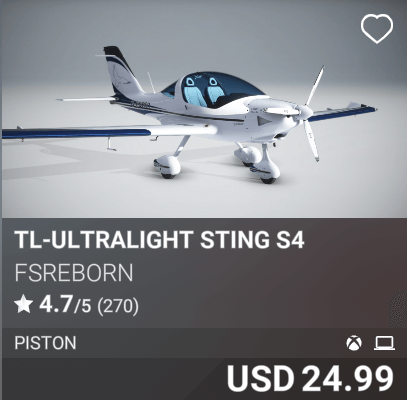 TL-Ultralight Sting S4 by FSReborn. USD 24.99