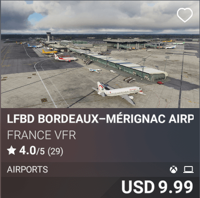 LFBD Bordeaux-Merignac Airport by France VFR. USD 9.99