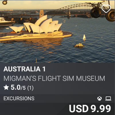 Australia 1 by MiGMan's Flight Sim Museum. USD 9.99