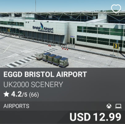 EGGD Bristol Airport by UK2000 Scenery. USD 12.99