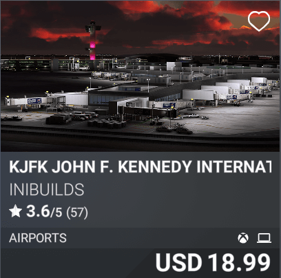 KJFK John F. Kennedy International Airport by iniBuilds. USD 18.99