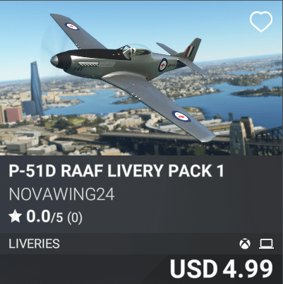 P-51D RAAF Livery Pack 1 by Novawing24. USD 4.99