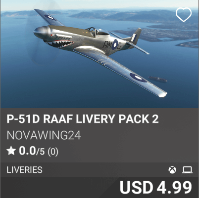 P-51D RAAF Livery Pack 2 by Novawing24. USD 4.99