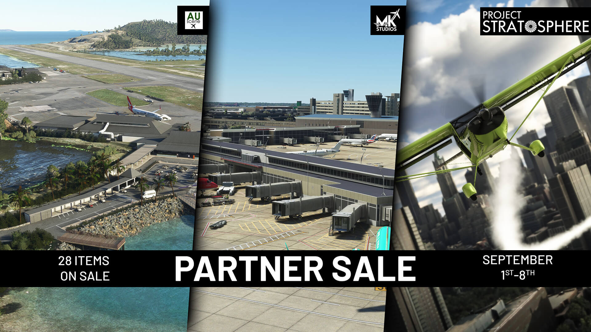 Partner Sale with AUscene, MK-Studios, and Project Stratosphere. 28 items on sale. Runs from September 1st - 8th,