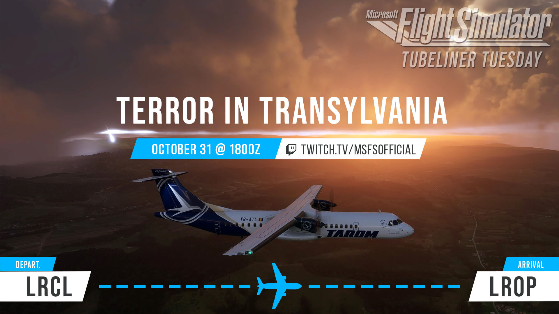 Tubeliner Tuesday Episode 3 - Terror in Transylvania. LRCL to LROP on October 31st 2023. www.twitch.tv/msfsofficial
