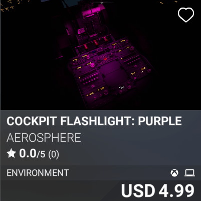 Cockpit Flashlight: Purple by Aerosphere. USD 4.99