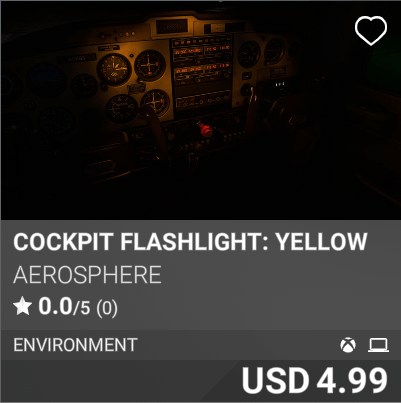 Cockpit Flashlight: Yellow by Aerosphere. USD 4.99