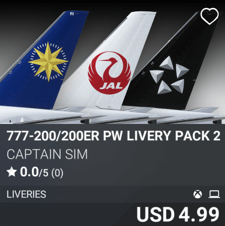 777-200/200ER PW livery Pack 20 by Captain Sim. USD 4.99