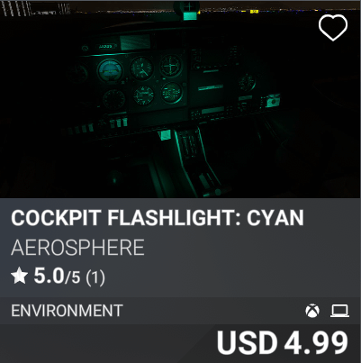 Cockpit Flashlight: Cyan by Aerosphere. USD 4.99