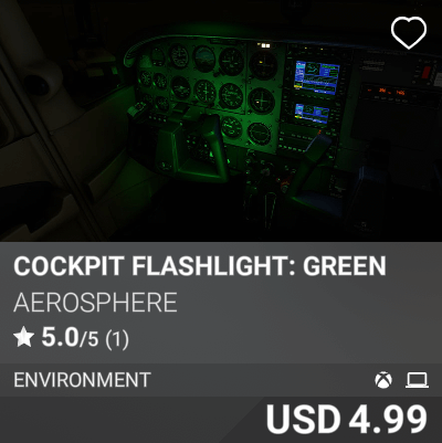 Cockpit Flashlight: Green by Aerosphere. USD 4.99
