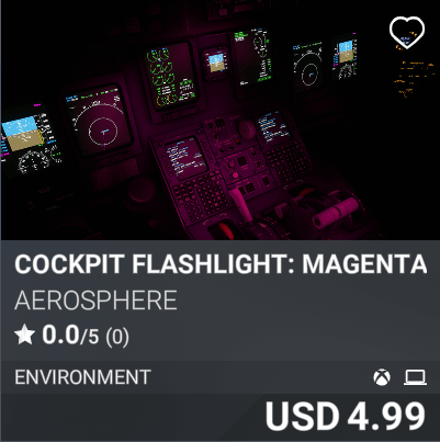 Cockpit Flashlight: Magenta by Aerosphere. USD 4.99