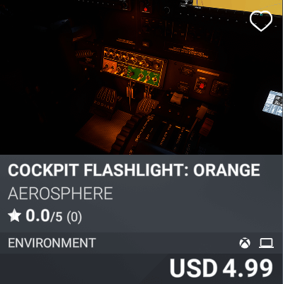 Cockpit Flashlight: Orange by Aerosphere. USD 4.99