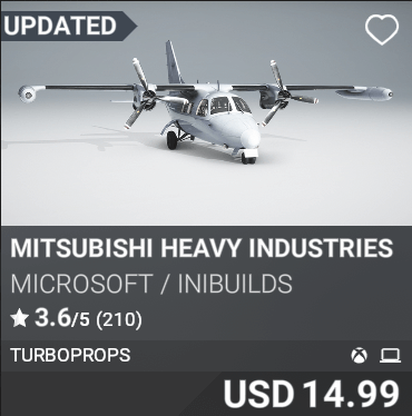 Mitsubishi Heavy Industries MU-2 by Microsoft / iniBuilds. USD 14.99