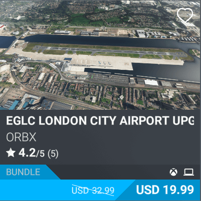 EGLC London City Airport upgrade by Orbx. USD 19.99