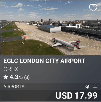 EGLC London City Airport by Orbx. USD 17.99