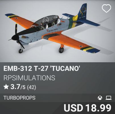 EMB-312 T-27 Tucano by RPSimulations USD 18.99