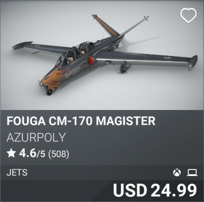 Fouga CM-170 Magister by Azurpoly USD 24.99