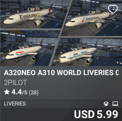 A320Neo A310 World Liveries by 2Pilot USD 5.99