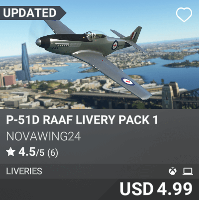 P-51D RAAF Livery Pack 1 by Novawing24 USD 4.99