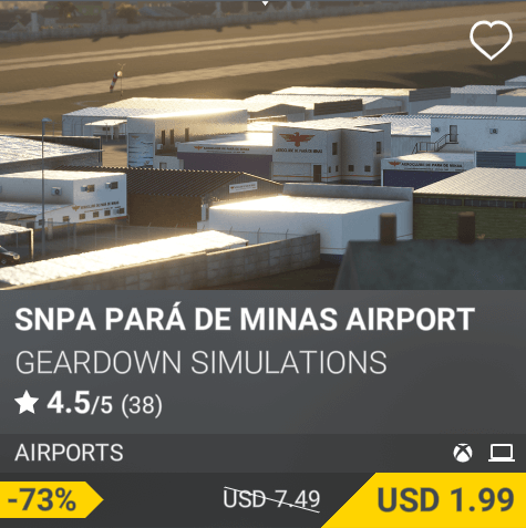SNPA Pará de Minas Airport by GearDown Simulations. USD 7.49 (On sale for 1.99)