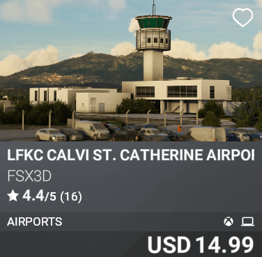 LFKC Calvi St. Catherine Airport by FSX3D. USD 14.99