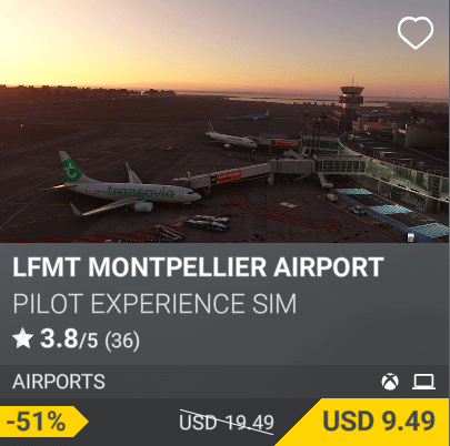 LFMT Montpellier Airport by Pilot Experience Sim. USD 19.49