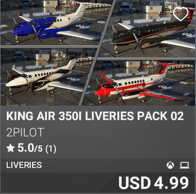 KING AIR 350I LIVERIES PACK 02 by 2Pilot. USD 4.99