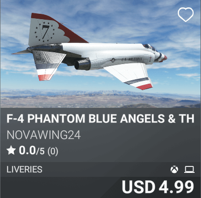 F-4 Phantom Blue Angels & Thunderbirds Livery Pack by Novawing24. USD 4.99
