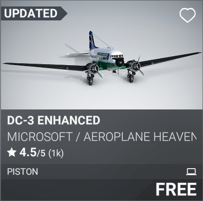 DC-3 Enhanced by Microsoft / Aeroplane Heaven. Free.
