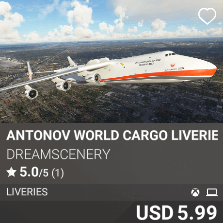 ANTONOV WORLD CARGO LIVERIES 2 by DreamScenery. USD 5.99