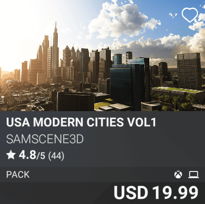 USA Modern Cities Vol1 by SamScene3D. USD 19.99