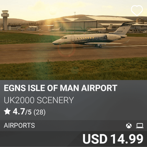 EGNS Isle Of Man Airport by UK2000 Scenery. USD 14.99
