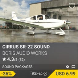Cirrus SR-22 Sound by Boris Audio Works. USD 10.99 (on sale for 6.99)