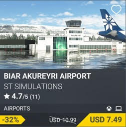 BIAR Akureyri Airport by ST Simulations. USD 10.99 (on sale for 7.49)