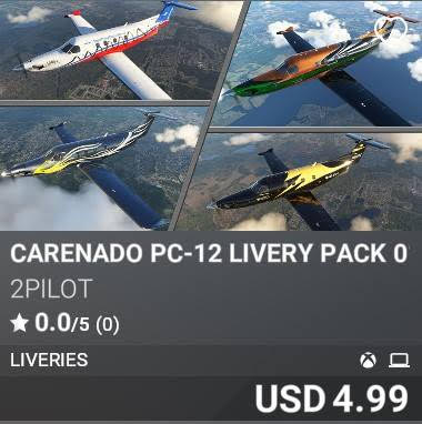 CARENADO PC-12 LIVERY PACK 01 by 2Pilot. USD 4.99