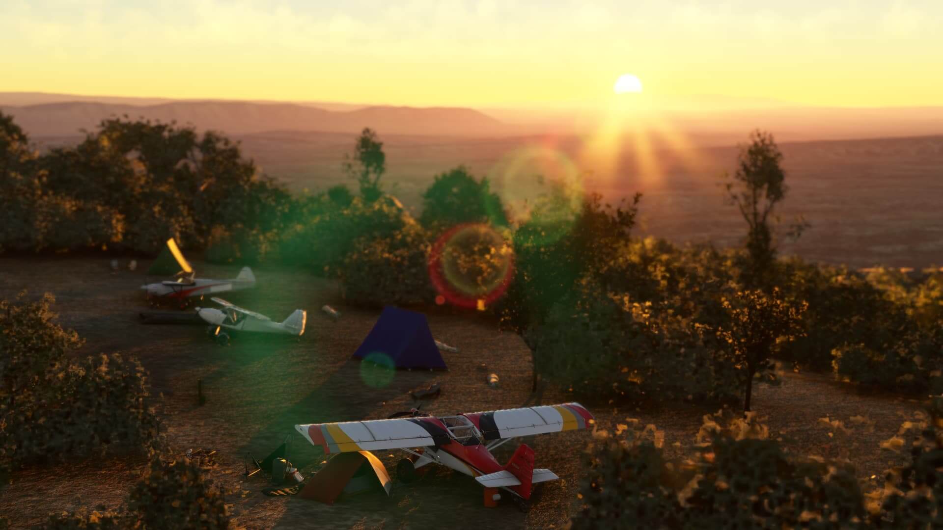 Aircraft camp out on a mountainside