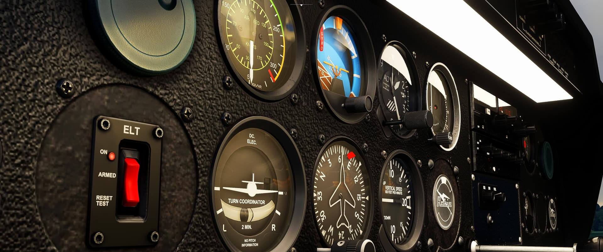 A close up of the dials and gauges from a general aviation aircraft