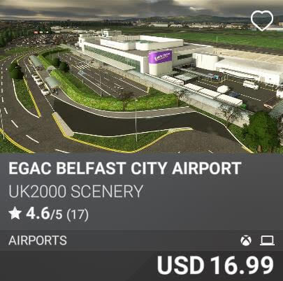 EGAC Belfast City Airport by UK2000 Scenery. USD 16.99